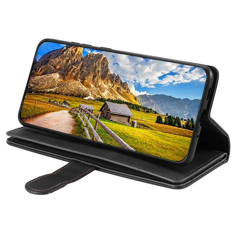 For OnePlus 15R 5G Case 9 Card Slots Zipper Wallet PU Leather Phone Cover with Wrist Strap - Black