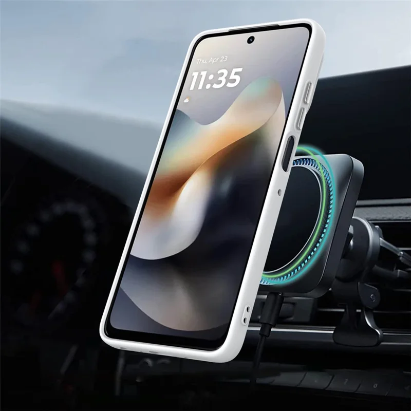 For Motorola Edge 70 5G / moto X70 Air Magnetic Case Rotating Ring Kickstand TPU + PC Back Cover - White