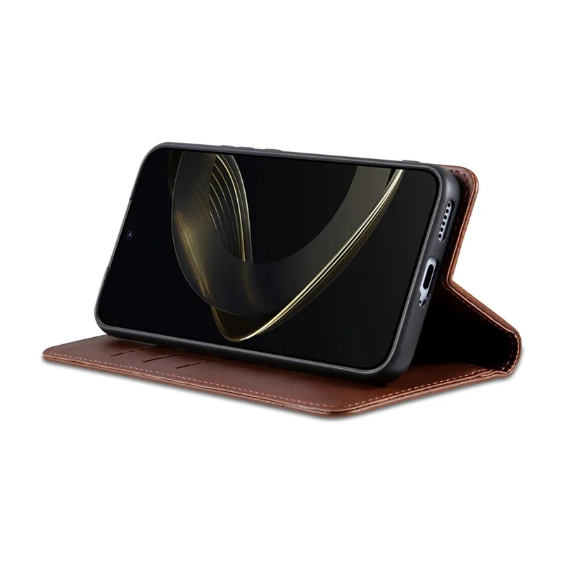 AZNS Phone Case  For Oppo A6x 5G  /  A6x 4G Cowhide Texture PU Leather Wallet Phone Cover - Coffee