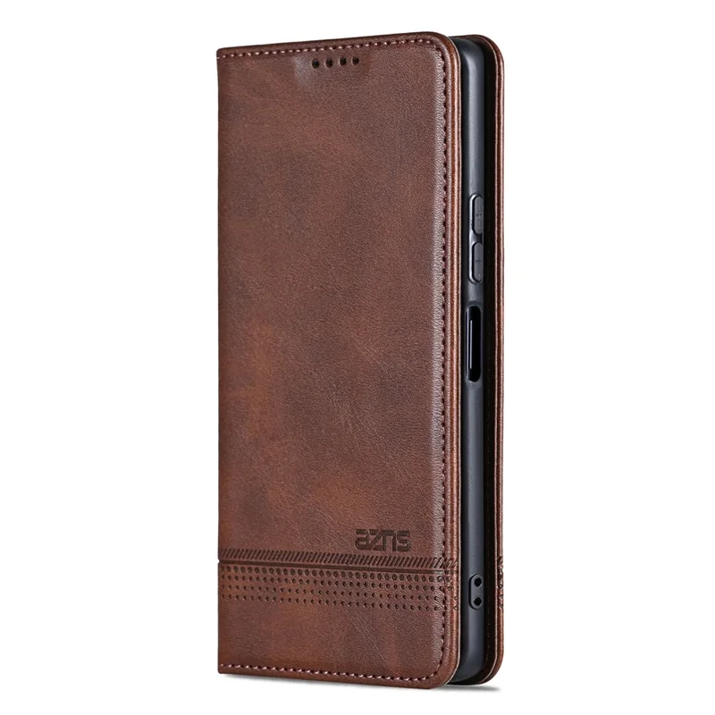 AZNS Phone Case  For Oppo A6x 5G  /  A6x 4G Cowhide Texture PU Leather Wallet Phone Cover - Coffee
