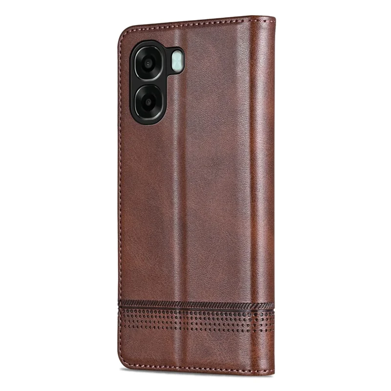 AZNS Phone Case  For Oppo A6x 5G  /  A6x 4G Cowhide Texture PU Leather Wallet Phone Cover - Coffee