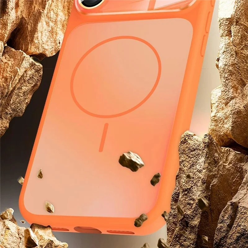 Compra em Volume para Capa iPhone 17 Pro Max Compatível com MagSafe, Capa à Prova de Choques TPU + PC com Película para Lente / Botão AI - Laranja