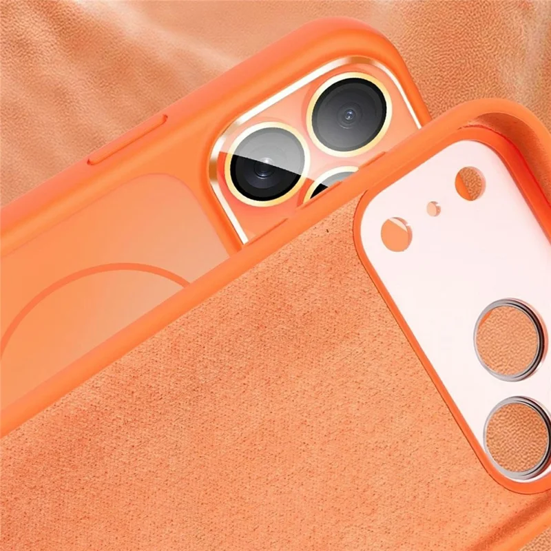 Compra em Volume para Capa iPhone 17 Pro Max Compatível com MagSafe, Capa à Prova de Choques TPU + PC com Película para Lente / Botão AI - Laranja