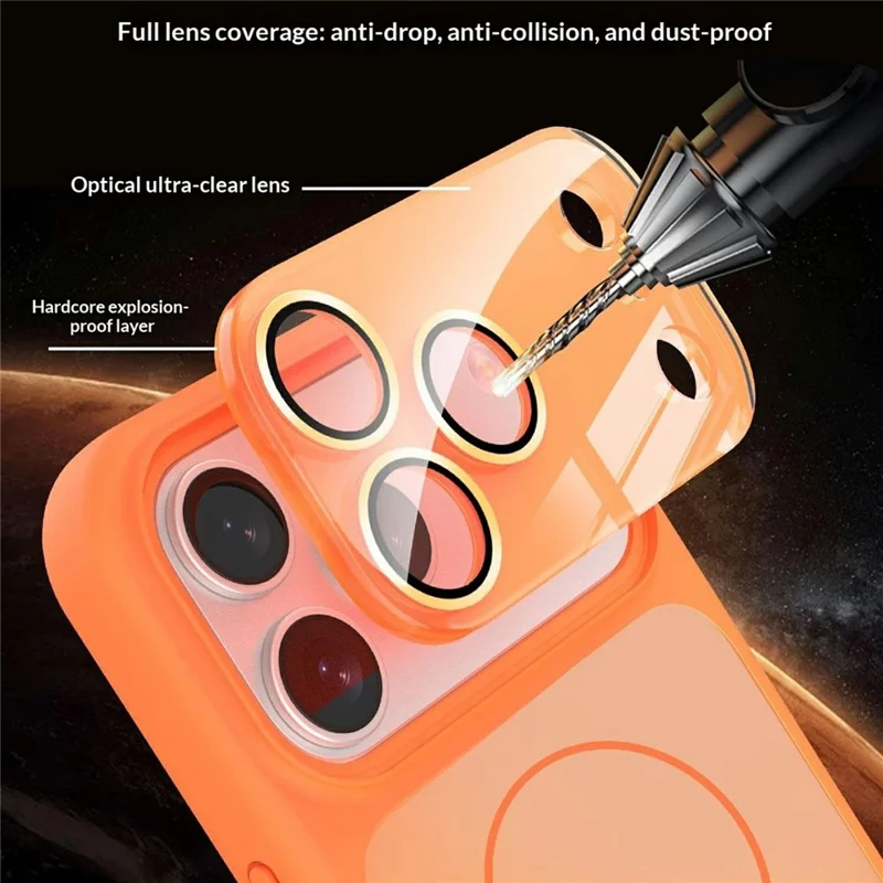 Achat en gros pour coque iPhone 17 Pro compatible MagSafe, étui anti-choc en TPU + PC avec film protecteur d'objectif / bouton IA - Orange