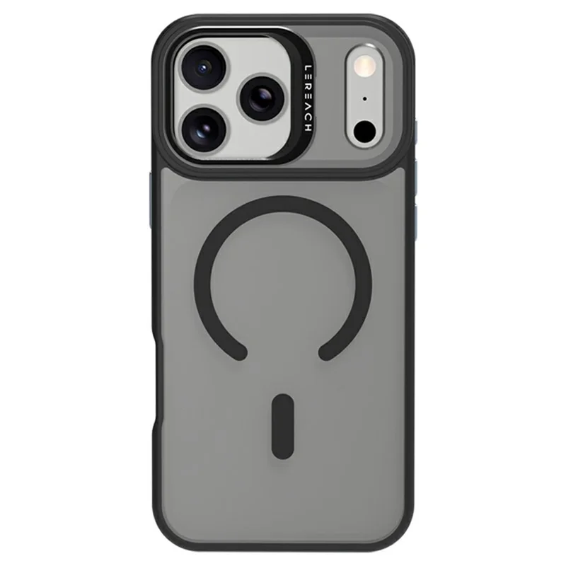 LEREACH Le-Luser Series For iPhone 17 Pro Case Compatible with MagSafe Metal Lens Kickstand TPU PC Phone Cover - Black