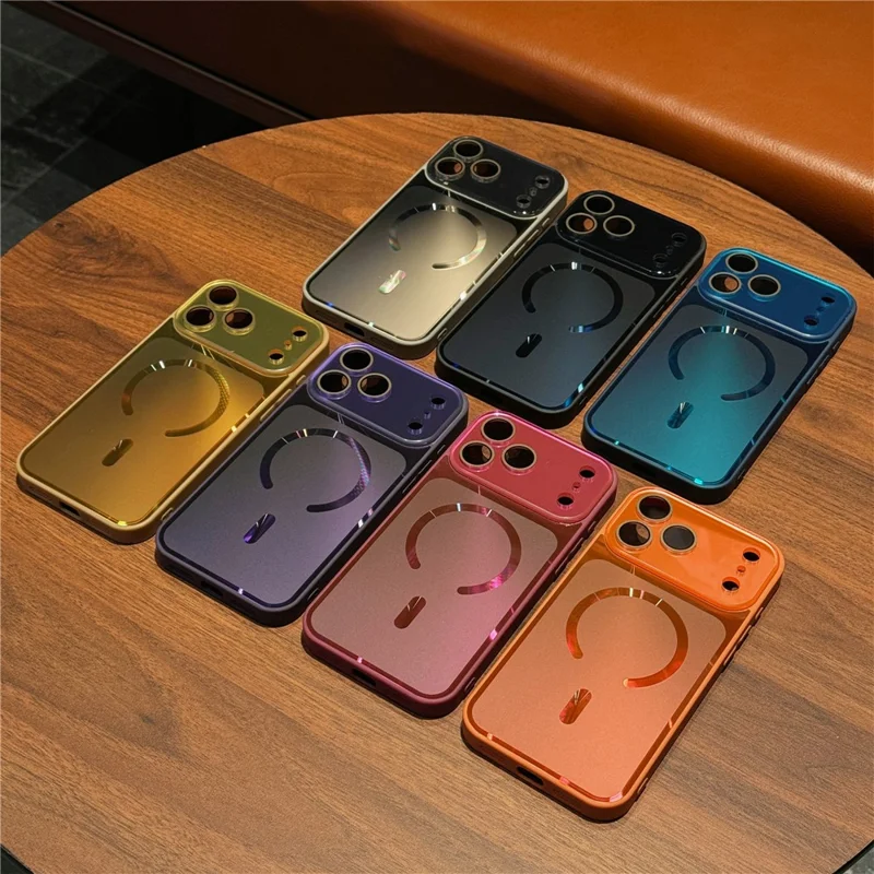 Für iPhone 17 Pro Max Hülle kompatibel mit MagSafe TPU PC Handy-Rückseite mit Objektivfolie - Orange