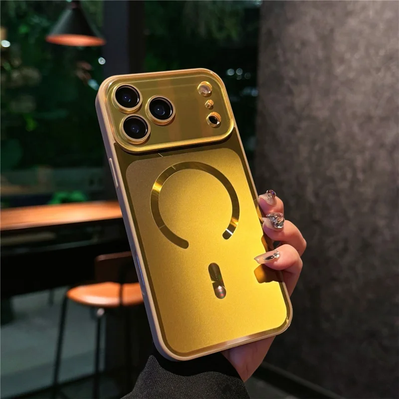 Coque pour iPhone 17 Pro Max compatible avec MagSafe, housse arrière en TPU et PC avec film protecteur pour objectif - Jaune