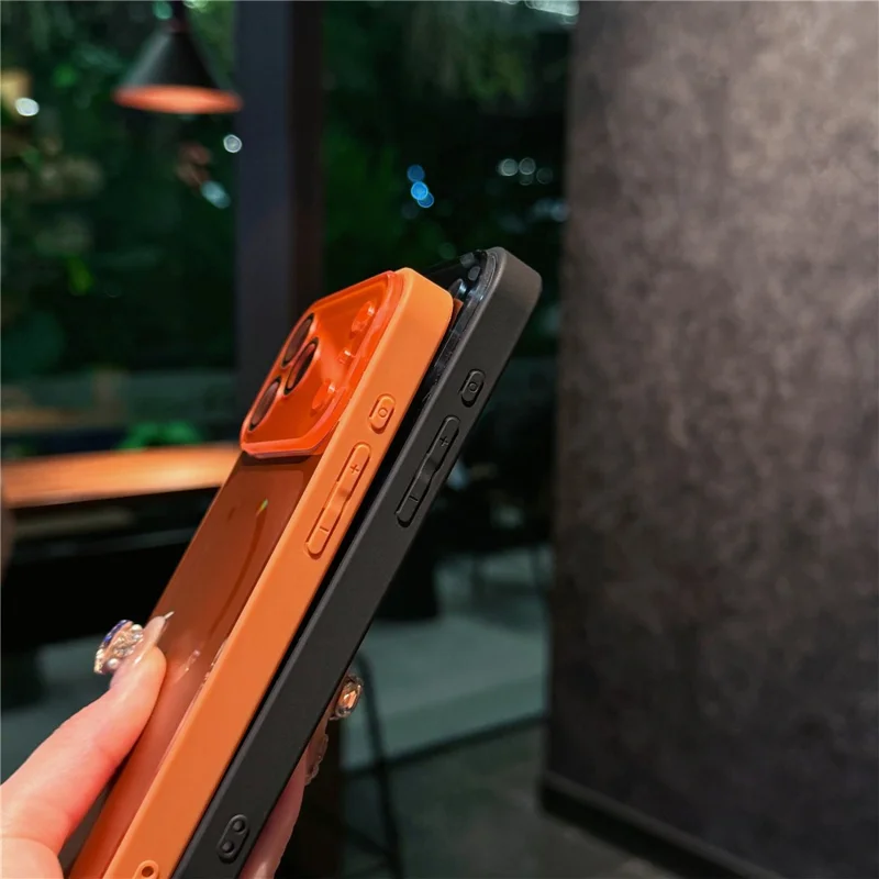 For iPhone 17 Pro Case Compatible with MagSafe TPU PC Phone Back Cover with Lens Film - Orange