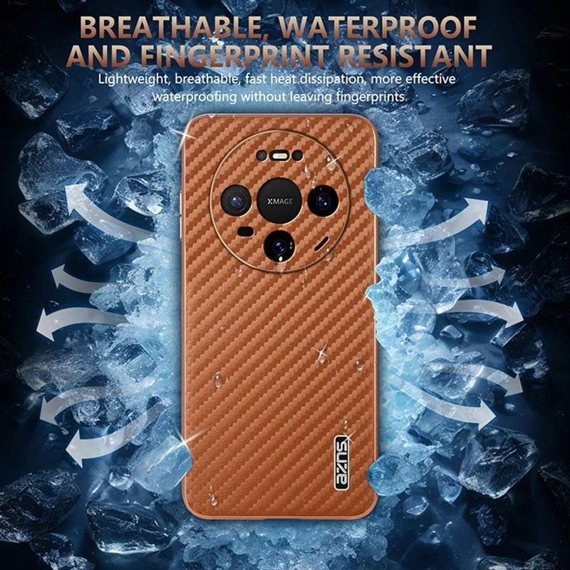 AZNS Phone Case For Huawei Mate 80 Pro  /  Mate 80 Electroplating Carbon Fiber Texture PU + TPU Phone Cover - Black