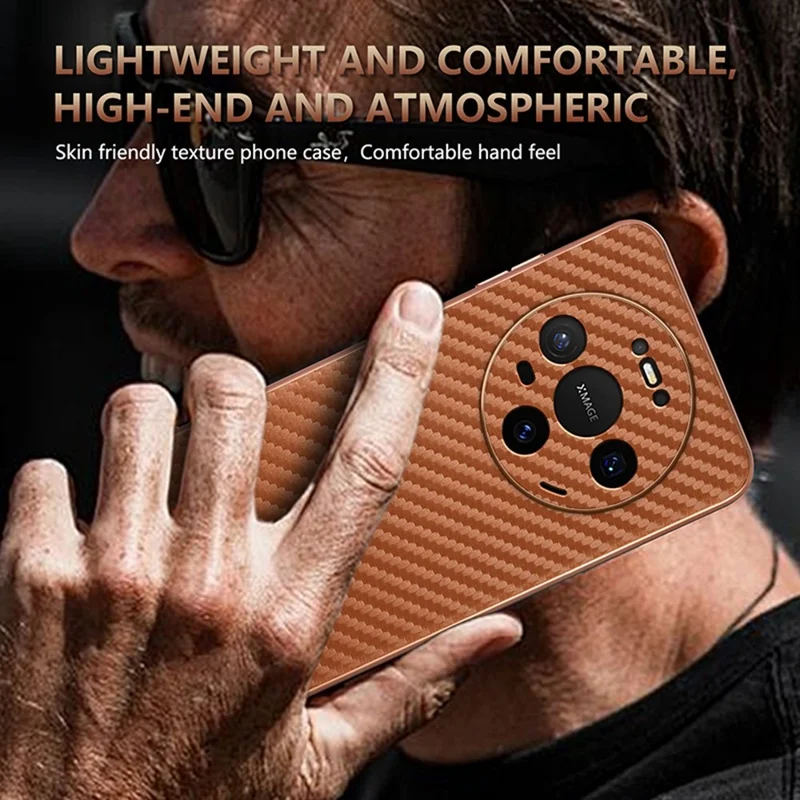 AZNS Phone Case For Huawei Mate 80 Pro  /  Mate 80 Electroplating Carbon Fiber Texture PU + TPU Phone Cover - Black