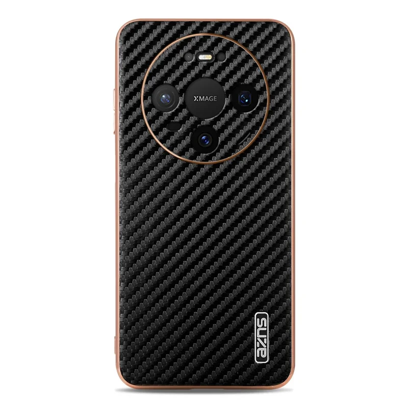 AZNS Phone Case For Huawei Mate 80 Pro  /  Mate 80 Electroplating Carbon Fiber Texture PU + TPU Phone Cover - Black