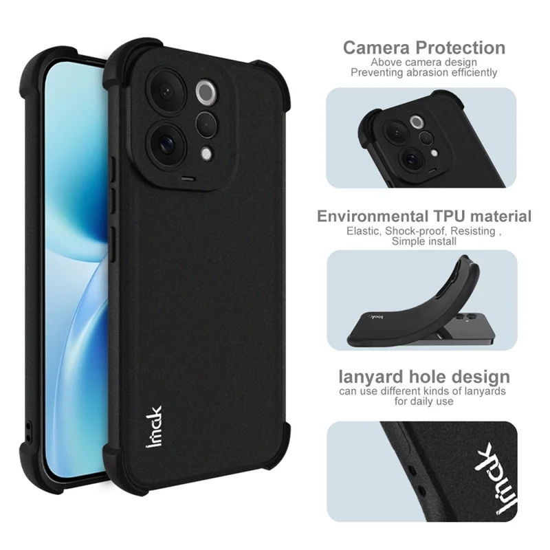 IMAK For vivo S50 5G Case TPU Phone Cover Airbag Shockproof Protection - Matte Black