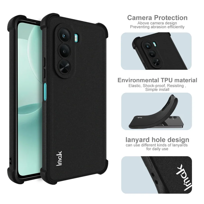 IMAK For Realme P4x 5G Case TPU Phone Cover Airbag Shockproof Protection - Matte Black