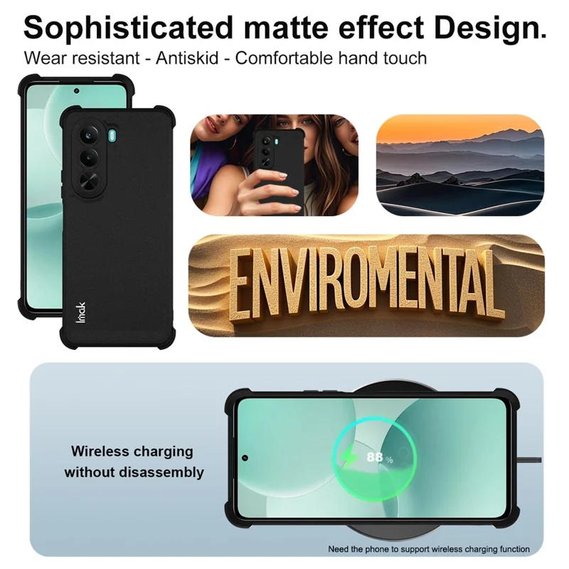 IMAK For Realme P4x 5G Case TPU Phone Cover Airbag Shockproof Protection - Matte Black