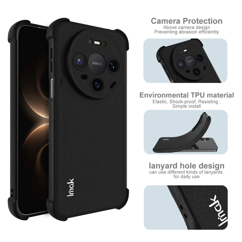 IMAK Per Huawei Mate 80 / Mate 80 Pro Custodia TPU Cover per Telefono Protezione Antishock Airbag - Nero Opaco