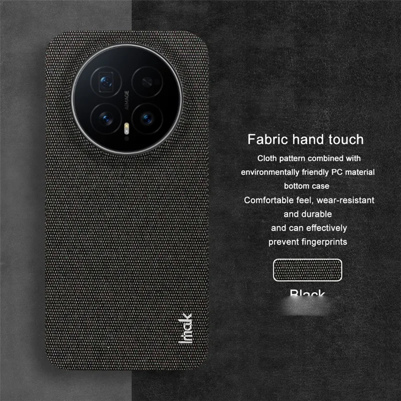 سلسلة IMAK Ruiyi لهاتف Honor Magic8 5G، غطاء جلد بنسيج قماشي من مادة البولي كربونات - أسود