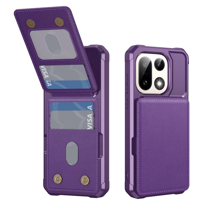 For OnePlus 15 5G Case with Card Slot Kickstand PU Leather + TPU Phone Cover - Purple