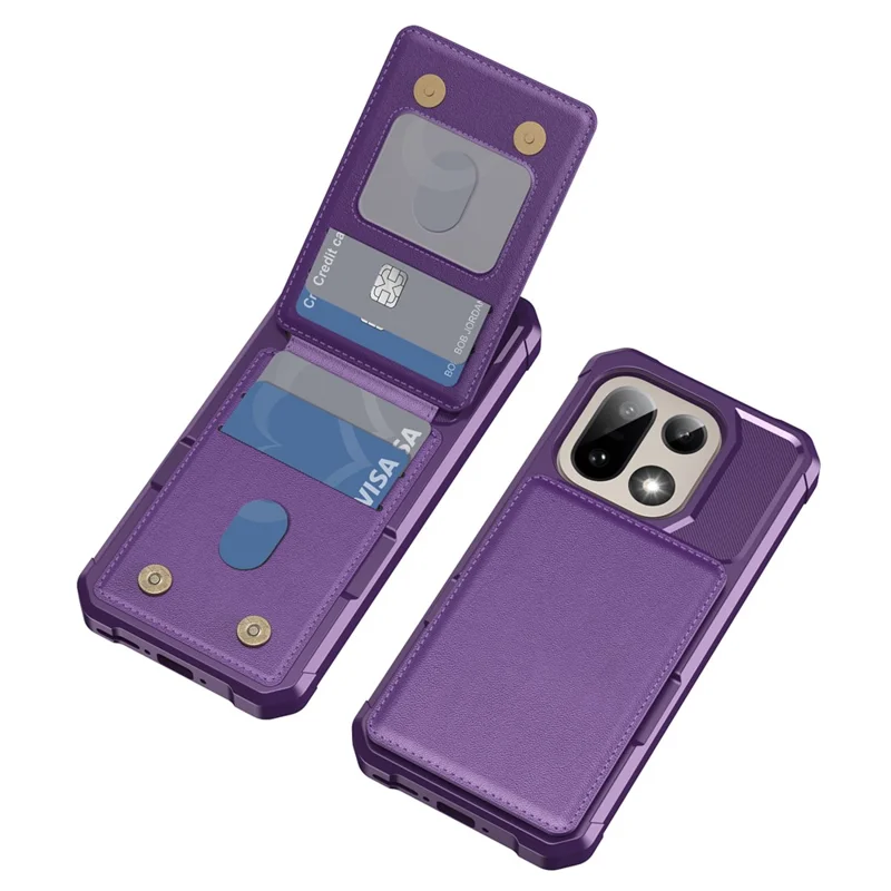 For OnePlus 15 5G Case with Card Slot Kickstand PU Leather + TPU Phone Cover - Purple