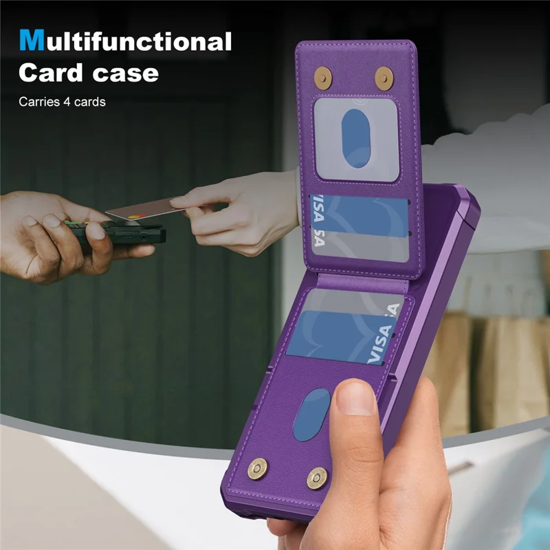 For OnePlus 15 5G Case with Card Slot Kickstand PU Leather + TPU Phone Cover - Purple