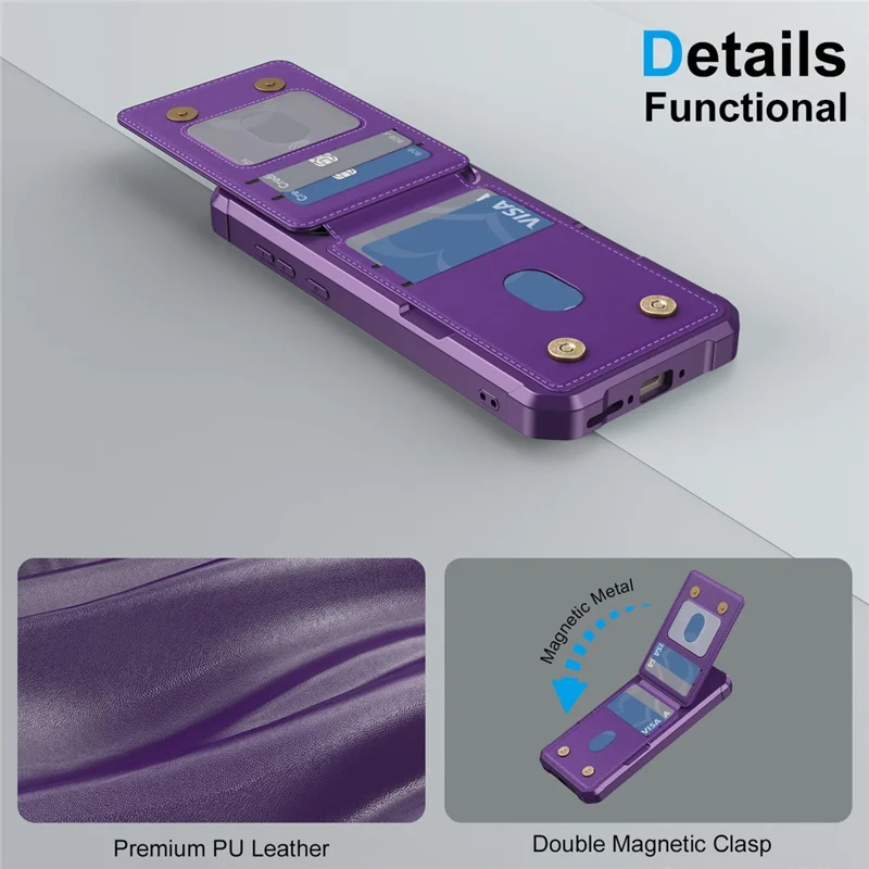 For OnePlus 15 5G Case with Card Slot Kickstand PU Leather + TPU Phone Cover - Purple