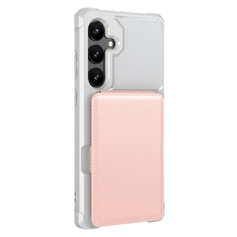 For Samsung Galaxy S25 FE Case Vertical Flip Card Slot Kickstand Leather + TPU Phone Cover - Light Pink