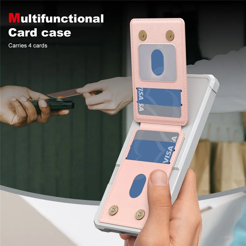 For Samsung Galaxy S25 FE Case Vertical Flip Card Slot Kickstand Leather + TPU Phone Cover - Light Pink