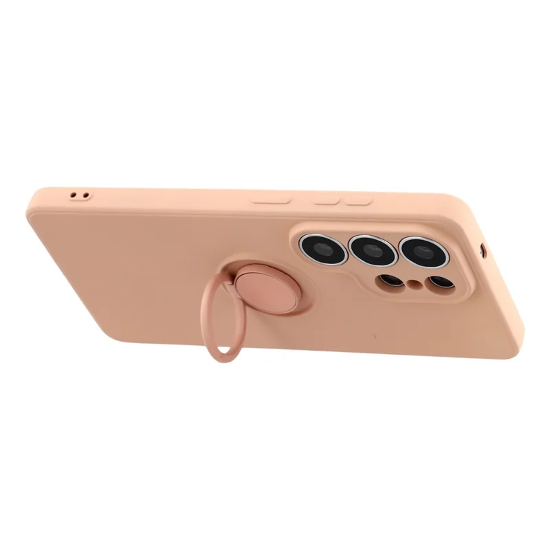 Capa de Silicone para Samsung Galaxy S26 Ultra com Anel Suporte Giratório e Alça - Rosa