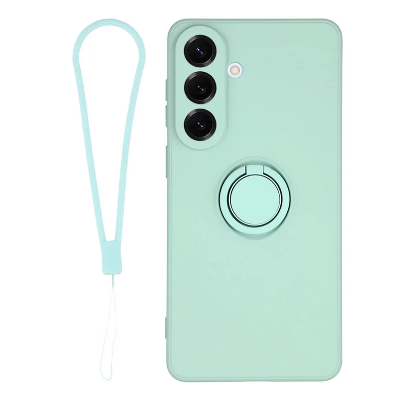 Voor Samsung Galaxy S26 / S26 Pro Siliconen Hoesje met Ringstandaard en Handtas - Muntgroen