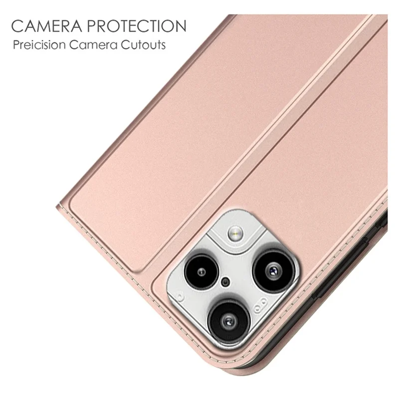 For Nothing Phone (3a) Lite 5G Case PU Leather Phone Cover with Card Holder Stand - Rose Gold