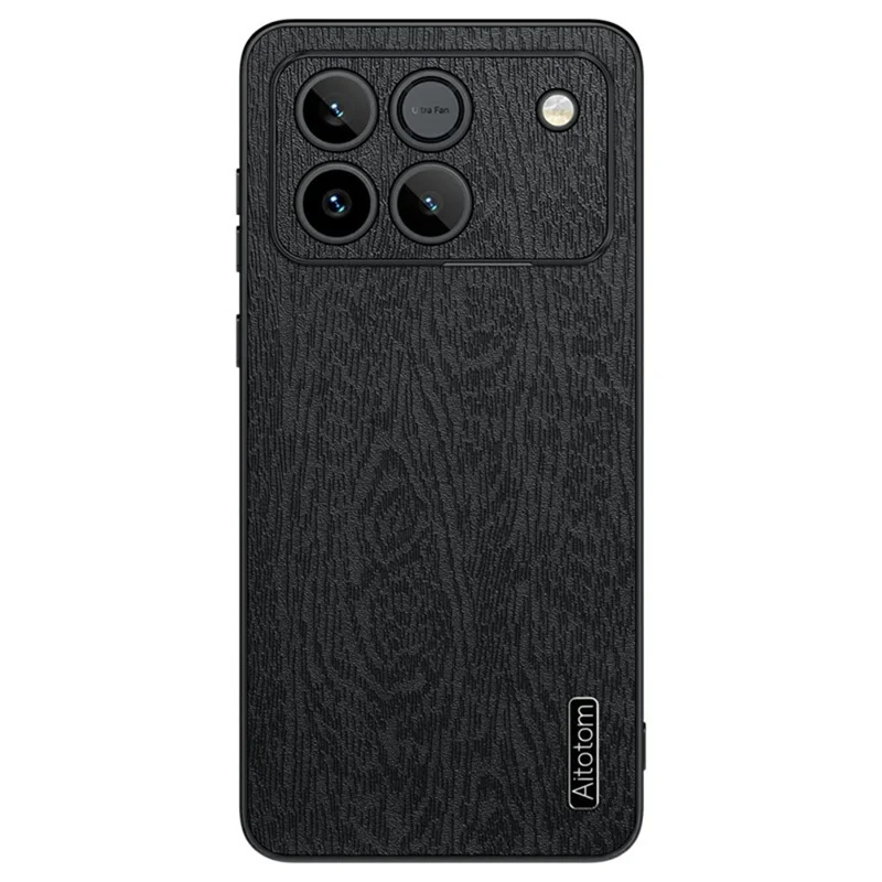 For Honor Win 5G Etui med træstruktur og PU-læderbehandling PC TPU telefondæksel - Sort