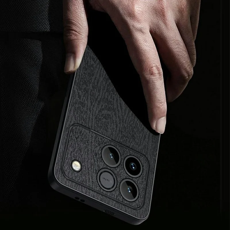 For Honor Win 5G Etui med træstruktur og PU-læderbehandling PC TPU telefondæksel - Sort