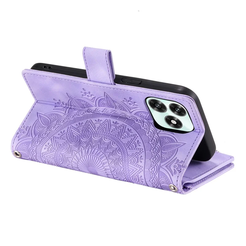 Wallet Case For Honor Play10A 4G  /  X5c Plus 4G  /  X5c 4G Mandala Flower Pattern PU Leather Phone Cover with Wrist Strap - Purple