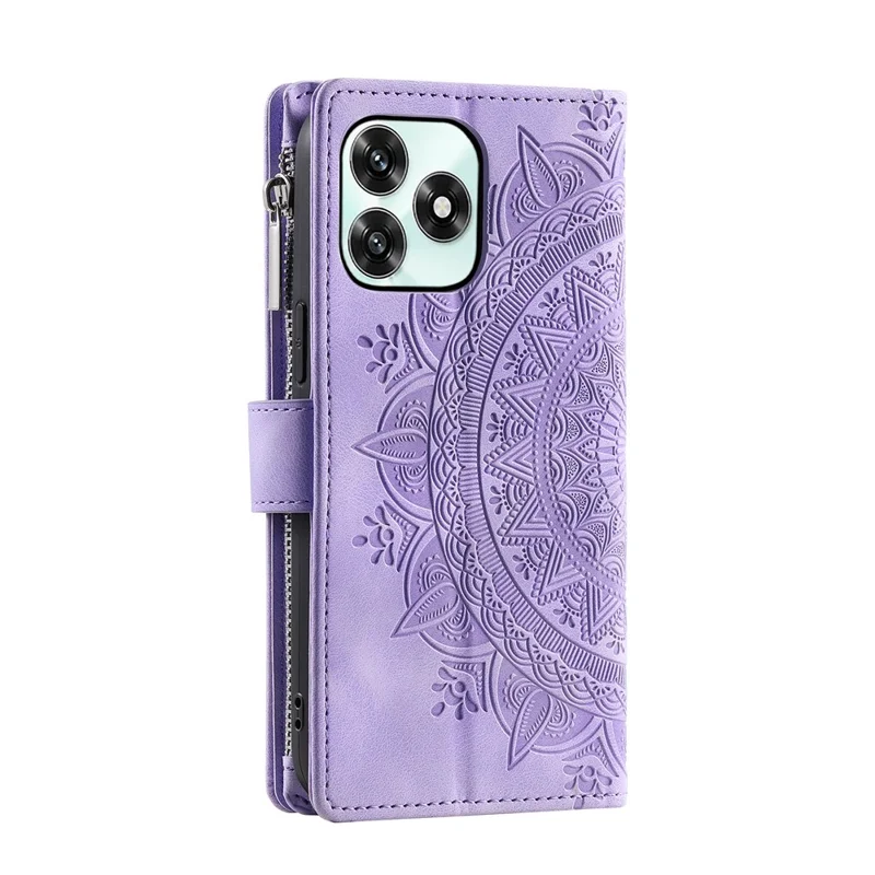 Wallet Case For Honor Play10A 4G  /  X5c Plus 4G  /  X5c 4G Mandala Flower Pattern PU Leather Phone Cover with Wrist Strap - Purple