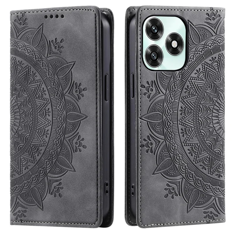 Phone Case For Honor Play10A 4G  /  X5c Plus 4G  /  X5c 4G Magnetic Closing Leather Phone Cover Pattern Imprinted - Grey