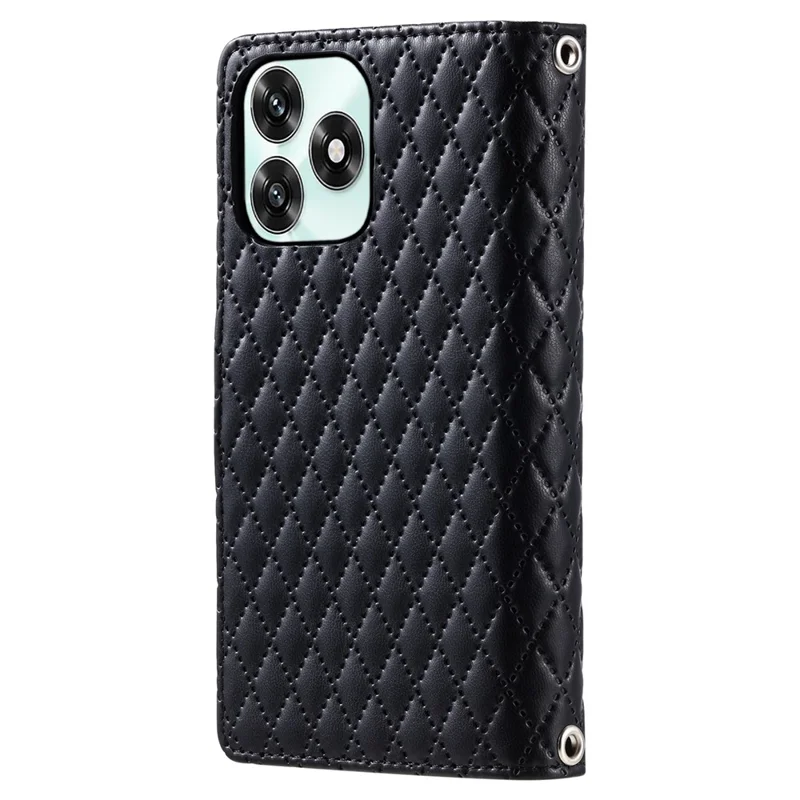 Phone Case For Honor Play10A 4G  /  X5c Plus 4G  /  X5c 4G Zipper Pocket Glitter Leather Phone Cover with Wrist Strap - Black