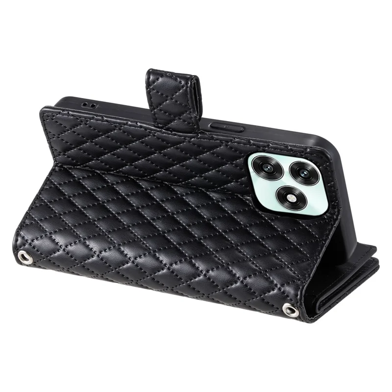 Phone Case For Honor Play10A 4G  /  X5c Plus 4G  /  X5c 4G Zipper Pocket Glitter Leather Phone Cover with Wrist Strap - Black