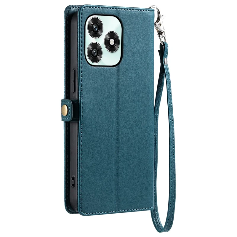 Leather Case For Honor Play10A 4G  /  X5c Plus 4G  /  X5c 4G with Wrist Strap Wallet Stand Phone Cover - Blackish Green