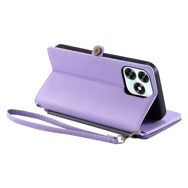 Phone Case For Honor Play10A 4G  /  X5c Plus 4G  /  X5c 4G TPU + PU Leather Wallet Phone Cover with Wrist Strap - Purple