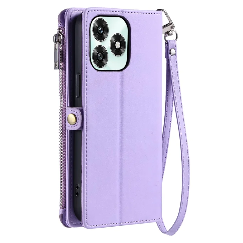 Phone Case For Honor Play10A 4G  /  X5c Plus 4G  /  X5c 4G TPU + PU Leather Wallet Phone Cover with Wrist Strap - Purple
