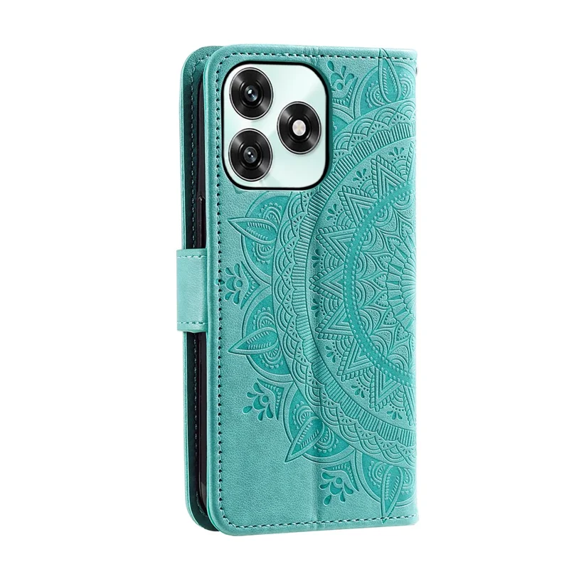 Stand Case For Honor Play10A 4G  /  X5c Plus 4G  /  X5c 4G Imprinted Totem PU Leather Wallet Phone Cover with Wrist Strap - Mint Green