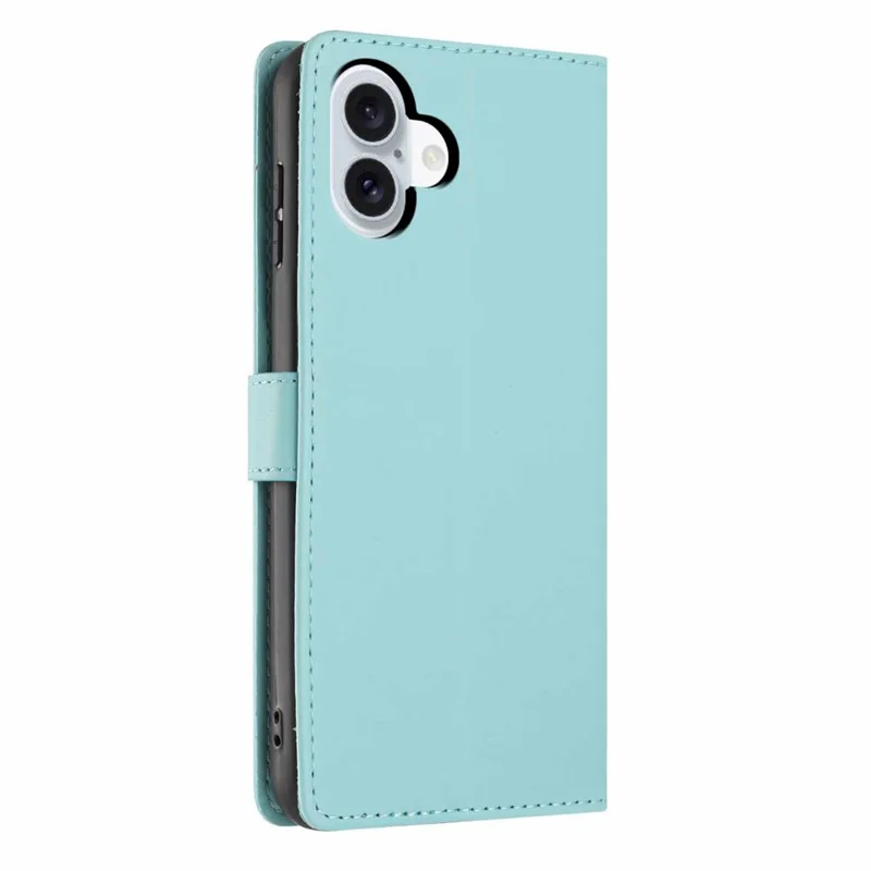 For iPhone 17 Stand Case Tree-and-Cat Pattern PU Leather Wallet Protective Phone Cover with Wrist Strap - Light Green