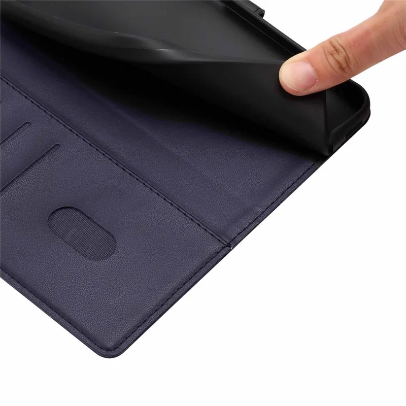 For iPhone Air Stand Case Tree-and-Cat Pattern PU Leather Wallet Protective Phone Cover with Wrist Strap - Blue