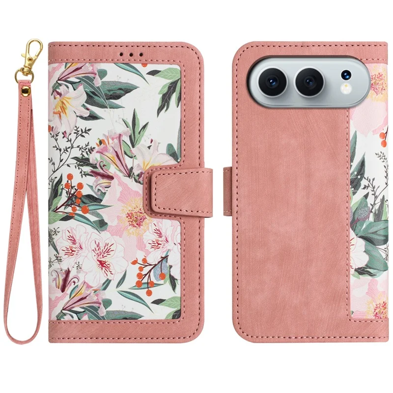 For Honor 500 5G / 500 Pro 5G Case PU Leather Floral Phone Cover with Card Slots - Pink