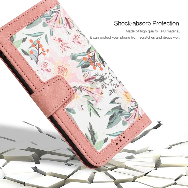 For Honor 500 5G / 500 Pro 5G Case PU Leather Floral Phone Cover with Card Slots - Pink