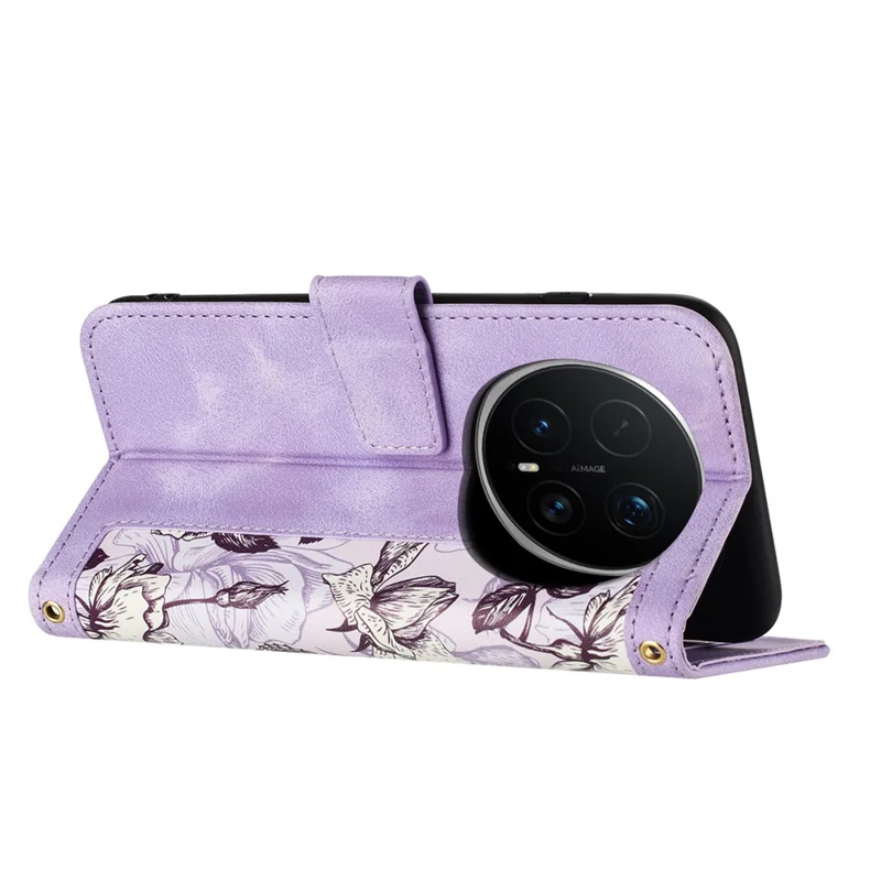 Til Honor Magic8 Pro 5G-taske i PU-læder med blomstermønster og kortfag - lyserød