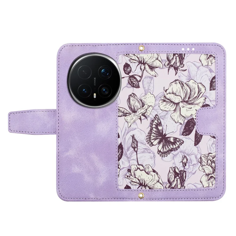 Til Honor Magic8 Pro 5G-taske i PU-læder med blomstermønster og kortfag - lyserød