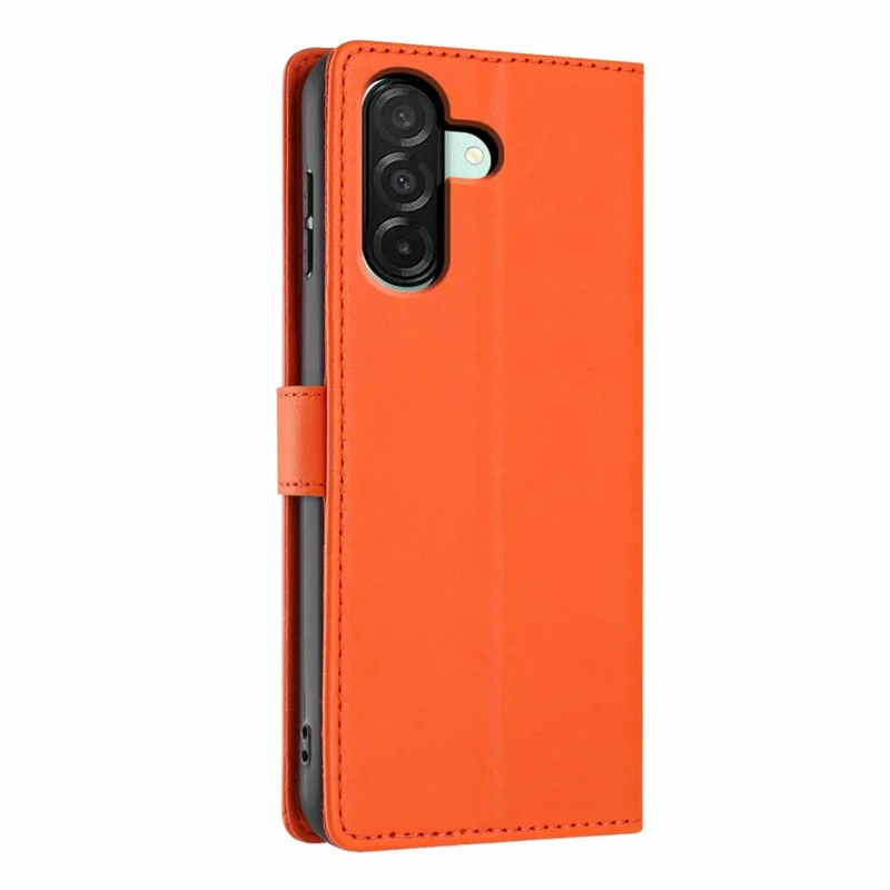 Stand Case For Samsung Galaxy A17 4G  /  A17 5G  /  A26 5G Tree-and-Cat Pattern PU Leather Wallet Protective Phone Cover with Wrist Strap - Orange