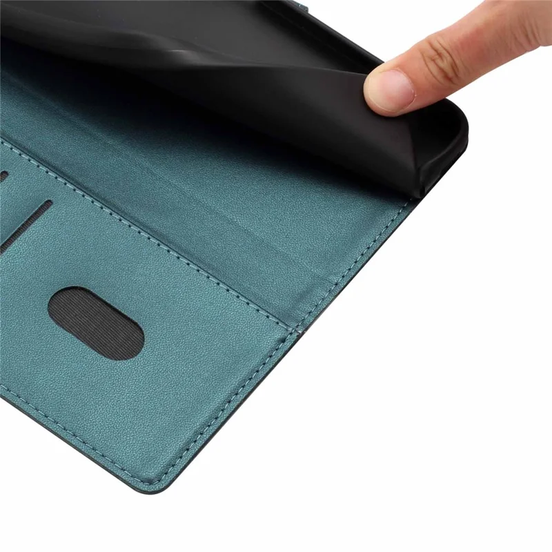 Stand Case For Samsung Galaxy A07 4G  /  A07 5G Tree-and-Cat Pattern PU Leather Wallet Protective Phone Cover with Wrist Strap - Blackish Green