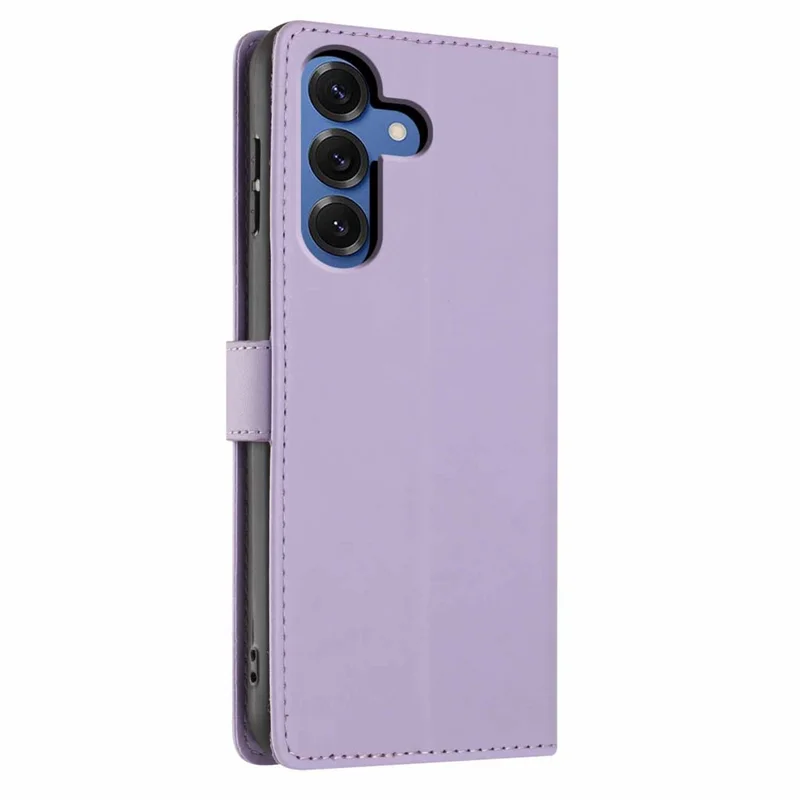 For Samsung Galaxy S26+ Stand Case Tree-and-Cat Pattern PU Leather Wallet Protective Phone Cover with Wrist Strap - Purple