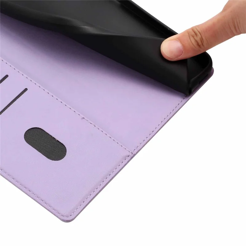 For Samsung Galaxy S26+ Stand Case Tree-and-Cat Pattern PU Leather Wallet Protective Phone Cover with Wrist Strap - Purple